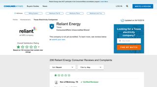 Top 201 Reviews and Complaints about Reliant Energy