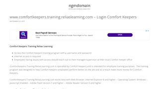 www.comfortkeepers.training.reliaslearning.com – Login Comfort ...