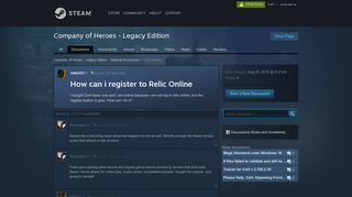 How can i register to Relic Online :: Company of Heroes - Legacy ...