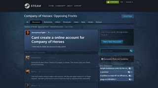 Cant create a online account for Company of Heroes :: Company of ...