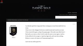 Connecting relic account to steam — Dawn of War Forum