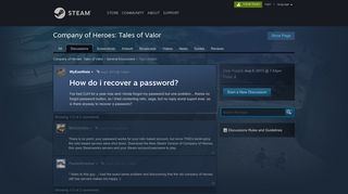 How do i recover a password? :: Company of Heroes: Tales of Valor ...
