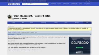 Forgot My Account / Password. (etc). - Company of Heroes Message ...