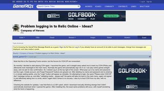 Problem logging in to Relic Online - Ideas? - Company of Heroes ...
