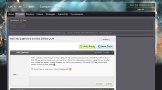 reset my password on relic online COH - GameReplays.org