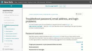 Troubleshoot password and login - New Relic Documentation