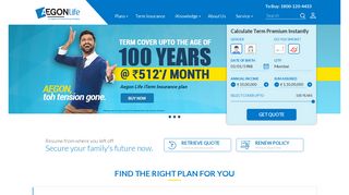 Aegon Life Insurance - Get A Term Cover For Up To 100 Years