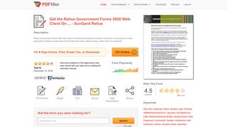 Fillable Online Relius Government Forms 5500 Web Client On ...