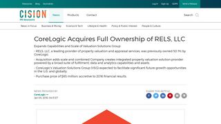 CoreLogic Acquires Full Ownership of RELS, LLC - PR Newswire