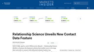 Relationship Science Unveils New Contact Data Feature | Markets ...