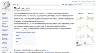 Modulo operation - Wikipedia