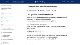 The quotient remainder theorem (article) | Khan Academy