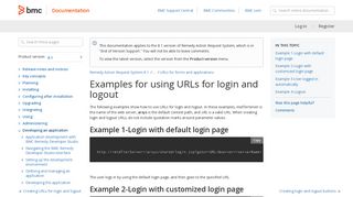 Examples for using URLs for login and logout - BMC Documentation