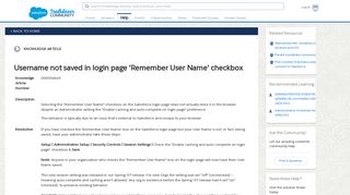 Username not saved in login page 'Remember User Name' checkbox