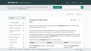 Remember me login cookie | ServiceNow Docs