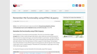 Remember Me functionality using HTML5 & jquery - Developer Desks