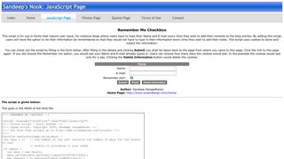 Sandeep's JavaScript Page - Miscellaneous Scripts - Remember Me ...