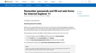 Remember passwords and fill out web forms for Internet Explorer 11 ...