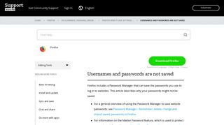 Usernames and passwords are not saved | Firefox Help