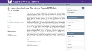 An Inquiry into the Legal Standing of Rogue REMICs in Foreclosures