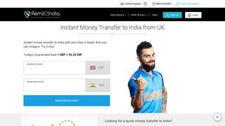 Instant Money Transfer to India from UK | Remit2India