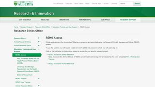 REMO Access | Research & Innovation - University of Alberta