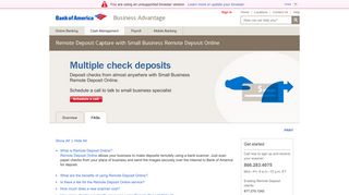 Get Help with Remote Deposits and view FAQs from Bank of America