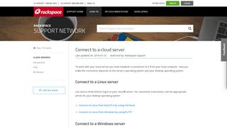 Connect to a cloud server - Rackspace Support