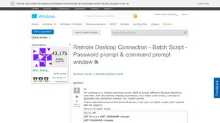 Remote Desktop Connection - Batch Script - Password prompt ...