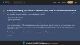 Remote Desktop disconnects immediately after established connection