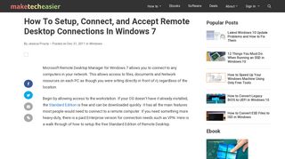 How To Setup and Connect to Remote Desktop Connections In ...