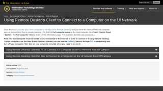 Using Remote Desktop Client to Connect to a Computer on the UI ...