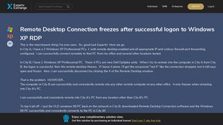 Remote Desktop Connection freezes after successful logon to ...