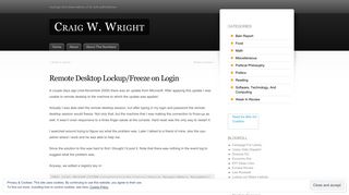 Remote Desktop Lockup/Freeze on Login | Craig W. Wright