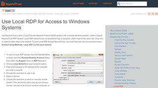 Use Local RDP for Access to Windows Systems - BeyondTrust