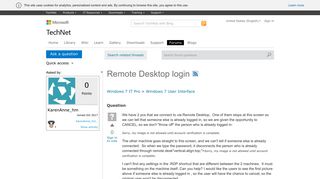 Remote Desktop login - Microsoft
