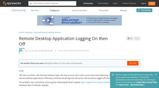 Remote Desktop Application Logging On then Off - Microsoft Remote ...