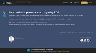 Remote desktop users cannot login by RDP - Experts Exchange