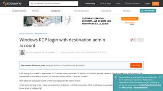 Windows RDP login with destination admin account - Windows Server ...