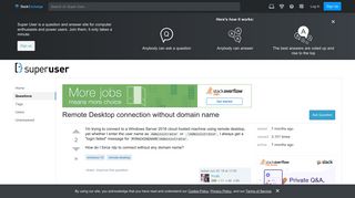 windows 10 - Remote Desktop connection without domain name ...