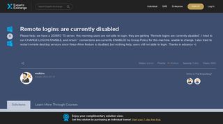 [SOLUTION] Remote logins are currently disabled - Experts Exchange