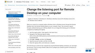 Change the listening port in Remote Desktop | Microsoft Docs