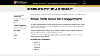 Windows remote desktop: Use & setup procedures | Information ...