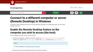 Connect to a different computer or server (Remote Desktop) in Windows