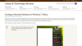 Configure Remote Desktop for Windows 7 (Mac) | Library ... - Lehigh LTS