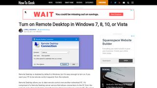 Turn on Remote Desktop in Windows 7, 8, 10, or Vista - How-To Geek