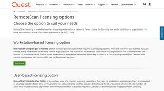 RemoteScan licensing options - Quest Software