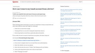 How to remove my Gmail account from a device - Quora