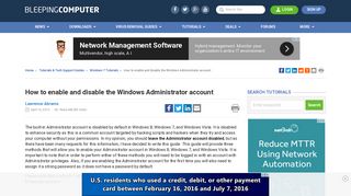 How to enable and disable the Windows Administrator account