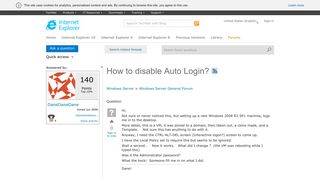 How to disable Auto Login? - Microsoft